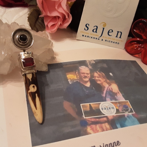 VINTAGE SAJEN 925 SOLID STERLING SILVER AFRICAN MUDD BEAD SLIDE - Picture 3 of 17